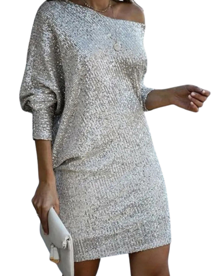 SHOPIQAT New Women's Midi Skirt Oblique Shoulder Sequin Dress Skirt - Premium from kakaclo - Just $11.500! Shop now at shopiqat